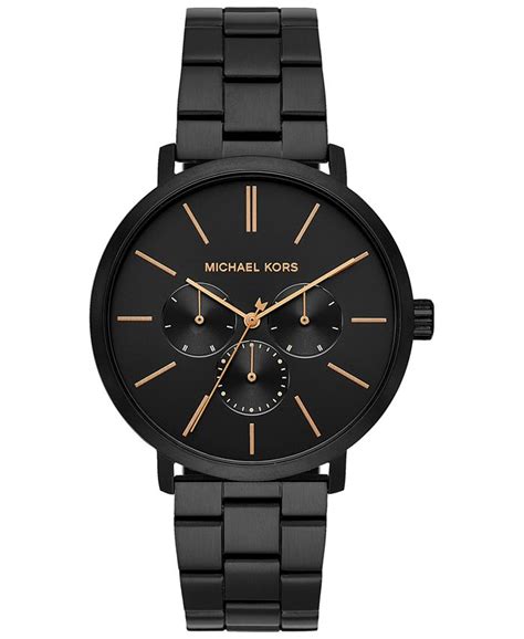 michael kors men's blake multifunction black stainless steel watch|Michael Kors black dial watch.